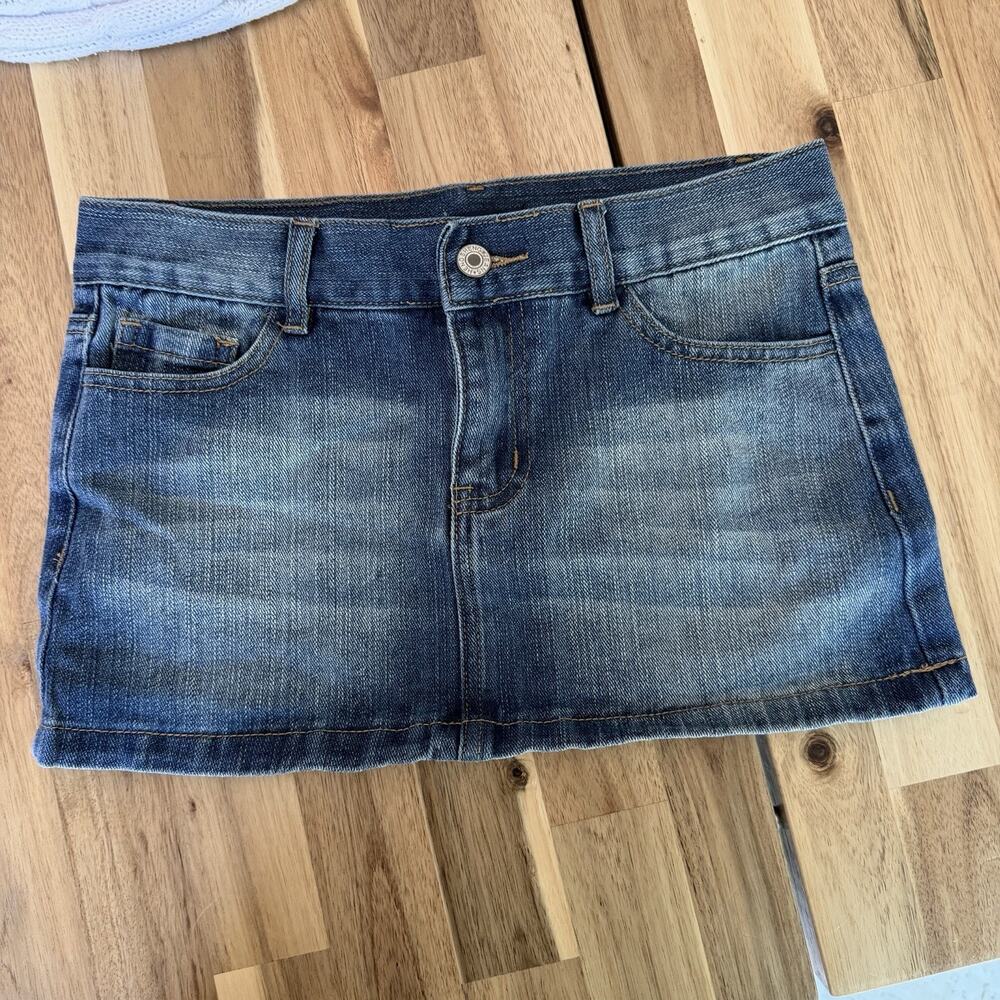 Brandy Melville Y2K Low Rise Denim Mini Skirt Blue Jean Micro Skirt